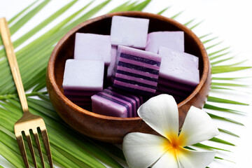 Butterfly pea and coconut milk jelly