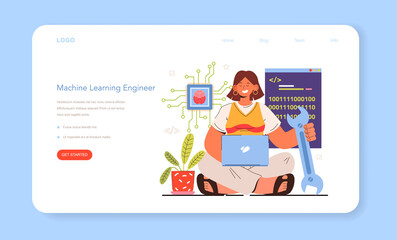 Diverse women in AI and STEM web banner or landing page.