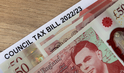 The UK 2022 to 2023 Council Tax bill which comes with a rebate to help household with the...