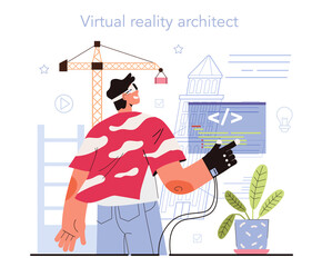 Virtual reality designer concept. Futuristic digital innovation. VR technology