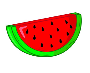 A piece of watermelon in isolate on a white background. Vector illustration