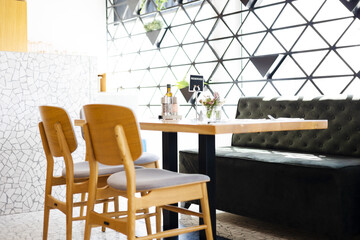 Restaurant Cafe Glass Kitchen table interior design reserverd table