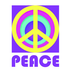 pop art geometric vector peace symbol. Design for print, tee, sticker, label, poster