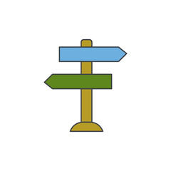 Directions information signage icon in color icon, isolated on white background 