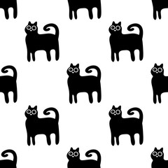 Halloween seamless cats pattern for fabrics and textiles and packaging and gifts and cards and linens and kids