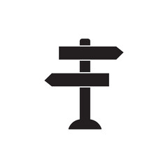 Directions information signage icon in black flat glyph, filled style isolated on white background