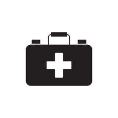 First aid kit icon in black flat glyph, filled style isolated on white background