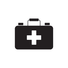First aid kit icon in black flat glyph, filled style isolated on white background