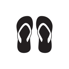 Beach flipflops footwear icon in black flat glyph, filled style isolated on white background