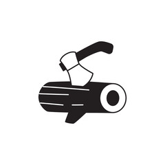 Axe forest icon in black flat glyph, filled style isolated on white background