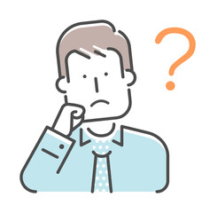 Simple business man (upper body)  gesture illustration | question, think, problem