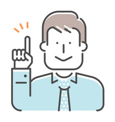Simple business man (upper body)  gesture illustration | idea, pointing, inspiration