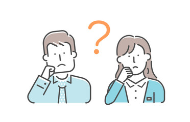Simple business person (upper body)  gesture illustration | question, think, problem