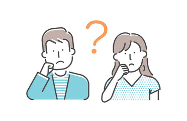 Simple young person (upper body)  gesture illustration | question, think, problem