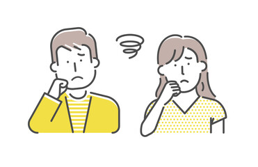 Simple young person (upper body)  gesture illustration. |  stress, worry, confused