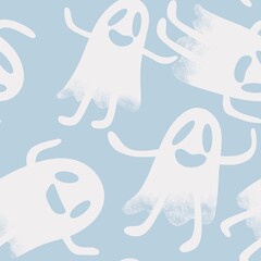Halloween seamless ghost pattern for wallpaper and packaging and gifts and cards and linens and kids and fabrics