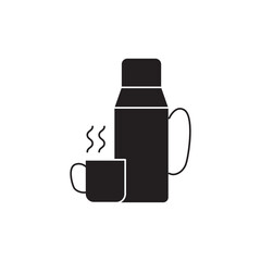 thermo flask camp icon in black flat glyph, filled style isolated on white background