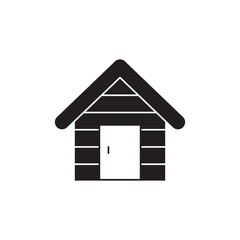 log cabin icon in black flat glyph, filled style isolated on white background