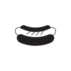 hotdog icon in black flat glyph, filled style isolated on white background