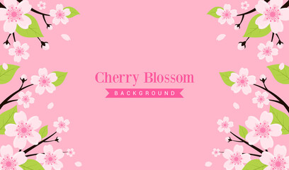 Obraz na płótnie Canvas Cherry Blossoms background vector illustration. Sakura flower branches in spring