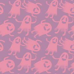 Halloween seamless ghost pattern for wallpaper and packaging and gifts and cards and linens and kids and fabrics