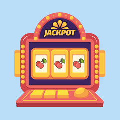 Slot machine. Casino gambling games coins fruits gold money jackpot lucky winners 777 garish vector casino concept picture