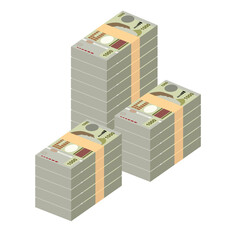 Peso Uruguayo Vector Illustration. Uruguay money set bundle banknotes. Paper money 1000 UYU. Flat style. Isolated on white background. Simple minimal design.