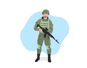 A soldier with an automatic rifle