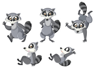 Raccoons in different posts
