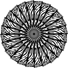 Psychedelic Mandala lines.Abstract pattern. Texture with wavy,curves stripes. Optical art background.Wave design black and white.illustration.Abstract background with black and white striped.