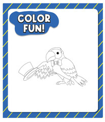 Worksheets template with color fun! text and parot outline