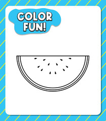 Worksheets template with color fun text and watermelon outline