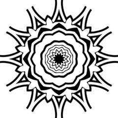 Easy Lining black and white mandala for coloring book pages. Abstract doodle shape to color for kids and beginners.template.Artistic Circular Pattern Design. perfect looping curve scale.