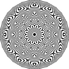 Mandala vector element round ornament decoration for adult coloring pages, stress relief and relaxation meditation, tattoo, henna.Mandala pattern Coloring book Art wallpaper design, tile pattern.