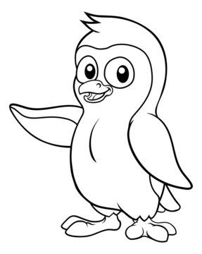 Penguin Bird Coloring Cartoon Wildlife Mascot