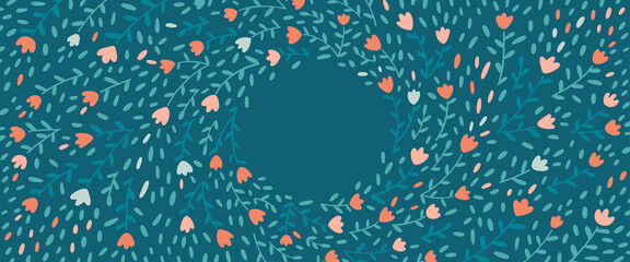 Horizontal flower background spring banner. Vector illustration.