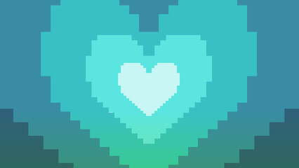 Illustration of green heart pattern in pixel art