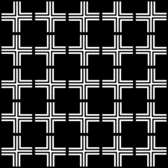 Fototapeta premium Abstract endless geometric texture illustration of symmetric lattice repeat tiles. Simple minimalist black & white background. Design for prints, textile, decor.Geometric texture with curved shapes.