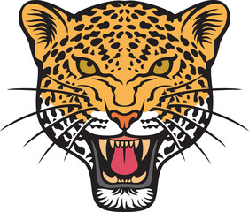 Jaguar face (animal head) color. Vector illustration.