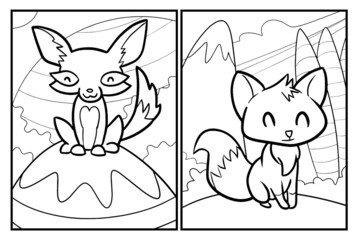 Funny fox cartoon coloring pages