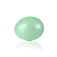 Green Mother-of-pearl Easter Egg Isolated with Reflection and Shadow