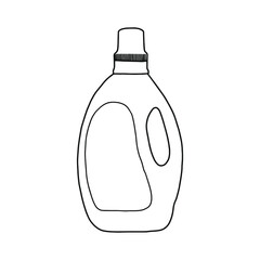 Plastic bottle of washing liquid mockup. Vector illustration of package for liquid. Outline design icon.
