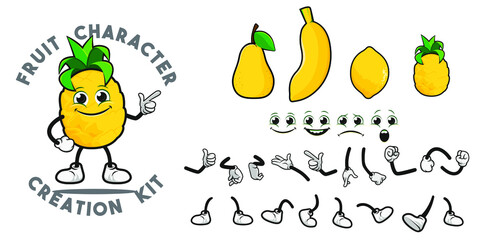 Fruit character creation kit red edition Vector illustration