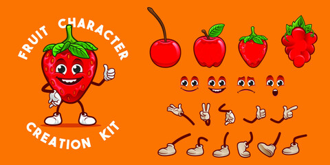 Fruit character creation kit red edition Vector illustration