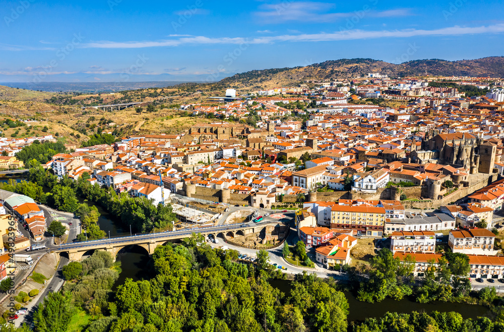 Poster Aerial panorama of Plasencia in the province of Caceres, Extremadura, Western Spain