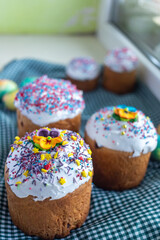 Easter Cakes - Traditional Kulich, Paska Easter Bread. Traditional Easter spring