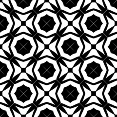 Abstract Vector Seamless Black and White home Pattern Background . background design with texture, geometric pattern, triangles, star, line and circle shapes in artsy style illustration.