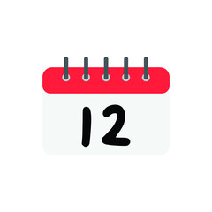 Vector calendar day 12 for website, cv, presentation 