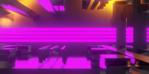3d rendering illustration of gaming background abstract, cyberpunk style of gamer wallpaper, neon glow light of scifi metaverse
