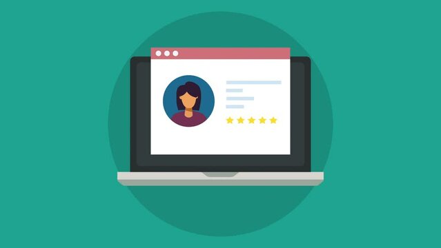 Customer profile analysis animation concept. laptop animation.